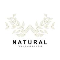 Simple Botanical Leaf and Flower Logo, Vector Natural Line Style, Decoration Design, Banner, Flyer, Wedding Invitation, and Product Branding