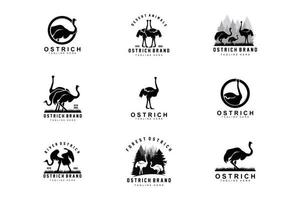 Ostrich Logo Design, Desert Animal Illustration, Living In The Forest, Vector Camel Brand Product