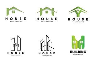 logotipo de la casa, diseño de muebles de construcción, vector de construcción, icono de marca de propiedad, bienes raíces, vivienda