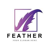 Feather Logo, Animal Wing Design, Vector Icon Template Simple