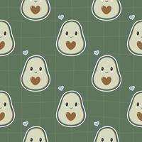 Seamless pattern with cute avocados and hearts. Print for clothing, textiles. Scandinavian cartoon doodle style. Limited pastel palette for printing. vector