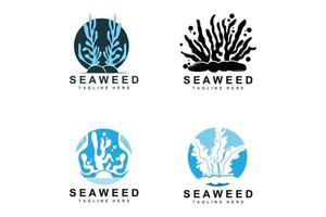 Seaweed Logo Design, Underwater Plant Illustration, Cosmetics And Food Ingredients vector