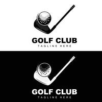 vector icono logo pelota de golf, palo y golf. juegos al aire libre, ilustración de concepto retro