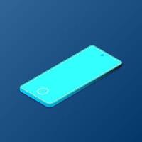 Isometric smartphone with blank screen on blue background. Vector illustration