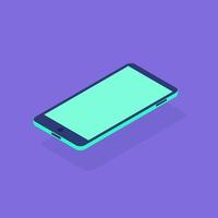 Smartphone with blank screen, isometric flat vector illustration