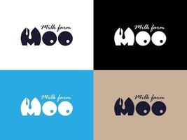 Dairy farm logo, options on white, black and colored vector