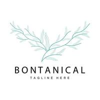 botánico logo, naturaleza planta diseño, flor planta icono vector con línea modelo