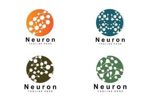 Neuron Logo Design Vector nerve cell illustration Molecular DNA health brand