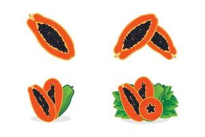 diseño de logotipo de papaya, vector de fruta de vitamina, icono de ilustración de marca de producto de fruta