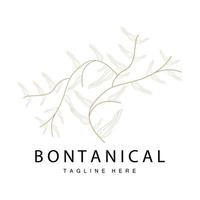 botánico logo, naturaleza planta diseño, flor planta icono vector con línea modelo