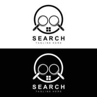 Search Logo Design, Detective Illustration, Home search, Glass Lens, Company Brand Vector