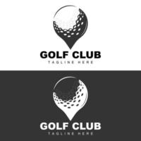 vector icono logo pelota de golf, palo y golf. juegos al aire libre, ilustración de concepto retro