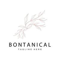 botánico logo, naturaleza planta diseño, flor planta icono vector con línea modelo