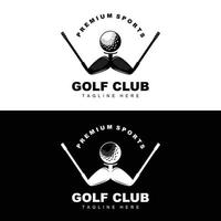 vector icon logo golf ball, stick, and golfing. Outdoor Games, retro concept illustration