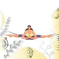 Vector illustration. Slackline yoga. Sports girl demonstrates yoga position. Background abstraction