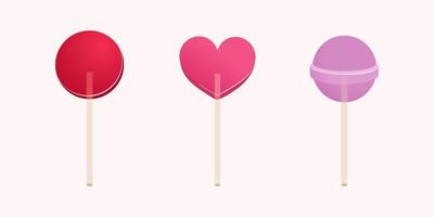 Lollipop in heart shape. Candy for Valentines Day. Vector illustration