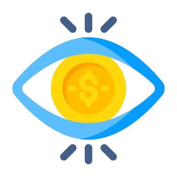 Conceptual flat design icon of financial vision vector
