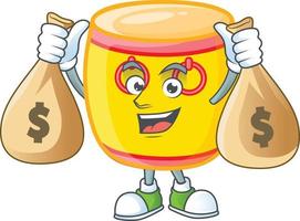 Chinese gold drum cartoon character style vector