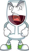 Red glass of wine cartoon character style vector