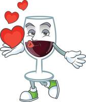 Red glass of wine cartoon character style vector