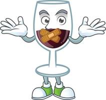 Red glass of wine cartoon character style vector