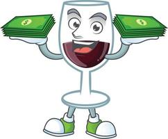 Red glass of wine cartoon character style vector