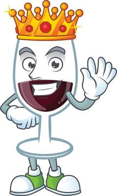 Red glass of wine cartoon character style