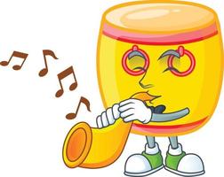 Chinese gold drum cartoon character style vector