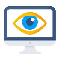 Eye inside monitor, icon of online monitoring vector