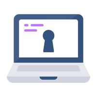 Laptop with keyhole inside showcasing system security icon vector