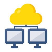 Cloud hosting icon in fiat design isolated on white background vector