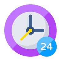 Conceptual flat design icon of round the clock vector