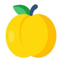 A flat design icon of peach fruit vector