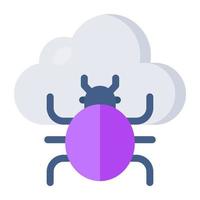 A unique design icon of cloud bug vector