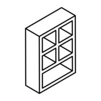 An icon of shelves in linear isometric design available for instant download vector