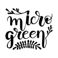 Microgreens seeds lettering. Vector doodle illustration. Calligraphy text objects