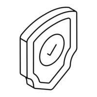 An editable design icon of verified shield vector