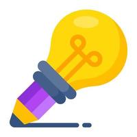 Pencil inside lightbulb, icon of creative writing vector