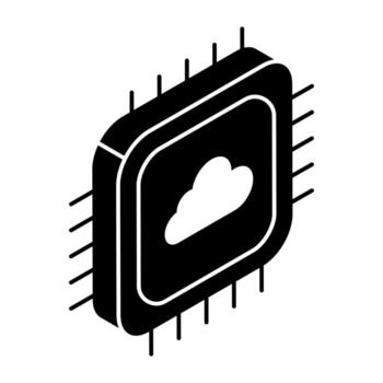 Conceptual solid design icon of cloud chip vector