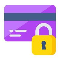 Padlock with card, icon of secure atm card vector