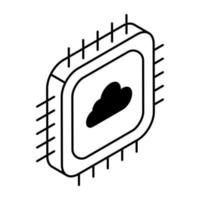 Conceptual linear design icon of cloud chip vector