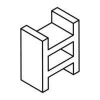 An icon of shelves in linear isometric design available for instant download vector