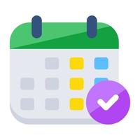 Conceptual flat design icon of verified calendar vector