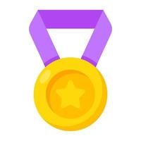 1st position achievement medal icon in flat design vector