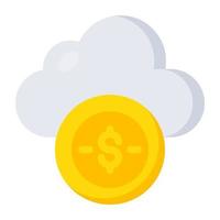 nube con moneda de dólar que representa el concepto de dinero en la nube vector