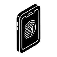 Vector design of mobile fingerprint, solid icon