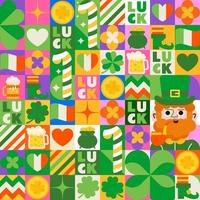 St. Patrick's Day pattern. Modern, detailed with  horseshoe, luck, flag, character, shamrock, gold, leprechaun hat and many more details. This design is sure to make your project interesting. vector