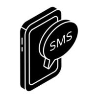 un creativo diseño icono de móvil SMS vector