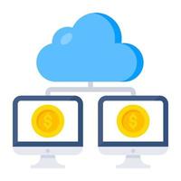 Editable design icon of cloud hosting vector