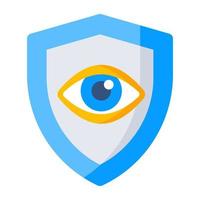 Eye inside shield, icon of security monitoring vector